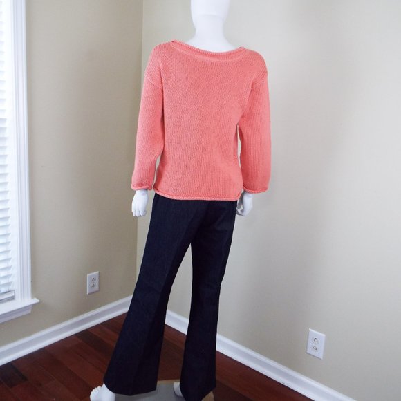 CHELSEA STUDIO CORAL ORANGE LONG SLEEVE BOAT NECK SWEATER - TERRA COTTA - MEDIUM - Picture 5 of 6